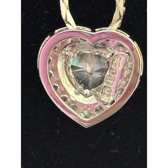925 Sterling Silver Cubic Zirconia Heart Pendant DCI Necklace 13” Monet Chain - Picture 10 of 11